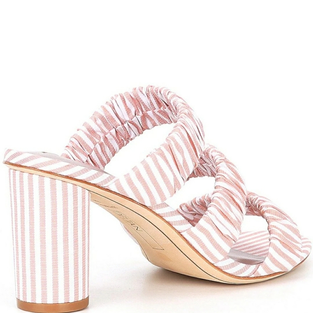 Striped Pink Ruched Triple-Strap Mule - Picture 5 of 8
